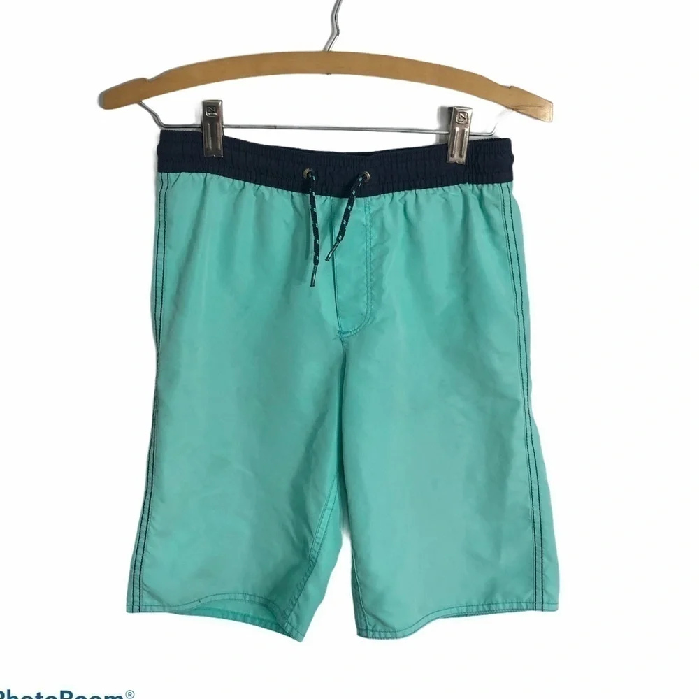 Old Navy Teal Board Shorts Boys Large 10 - 12 Swim Bathing Blue Green Kids